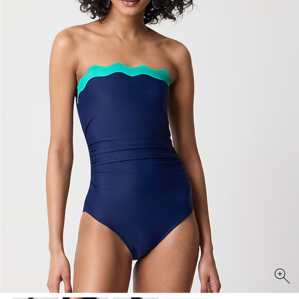 J Crew Factory Navy and Green Swimsuit